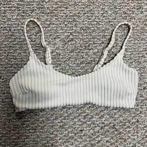 Aerie Terry Striped Scoop Bikini Top - Soft Oat - XL